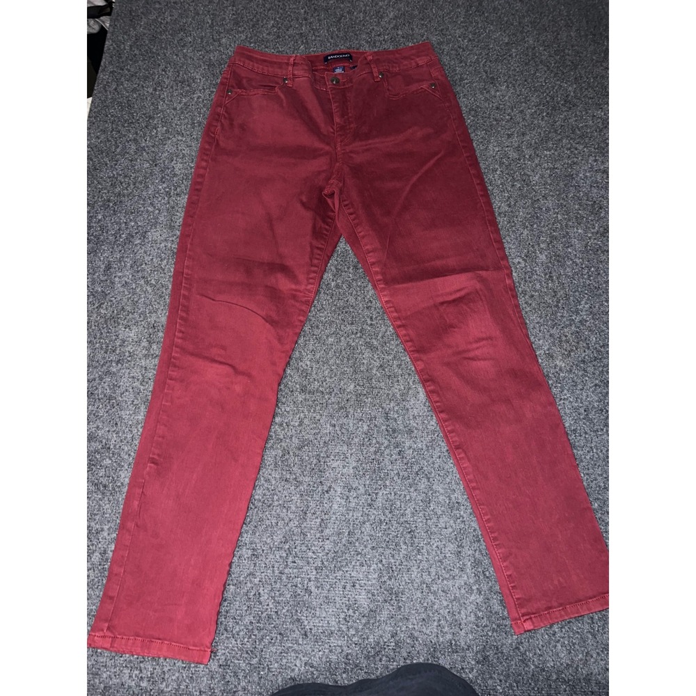 Bandolino Karyn Boyfriend Pants Womens 8 Burgundy Red Cotton Blend Casual